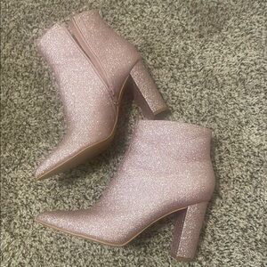 Glittery Pink Ankle Boots